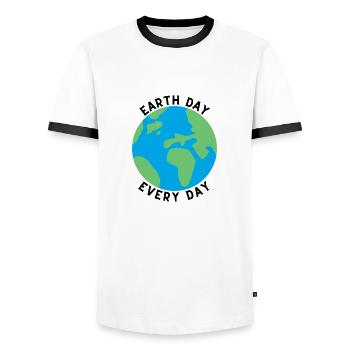 Jour de la Terre Tous les jours - T-shirt contrasté Homme - blanc/noir - Devant - AI Model Female 172 light (172cm) & AI Model Male 178 dark (178cm)