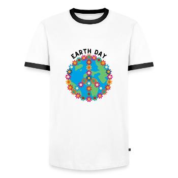 Jour de la Terre Paix - T-shirt contrasté Homme - blanc/noir - Devant - AI Model Female 172 light (172cm) & AI Model Male 178 dark (178cm)