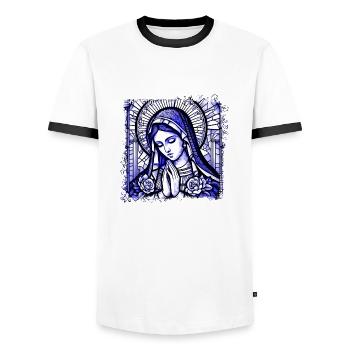 Jungfrau Maria Jesus Bibel christliche Religion christlich - Männer Kontrast-T-Shirt - Weiß/Schwarz - Vorne - AI Model Female 172 light (172cm) & AI Model Male 178 dark (178cm)