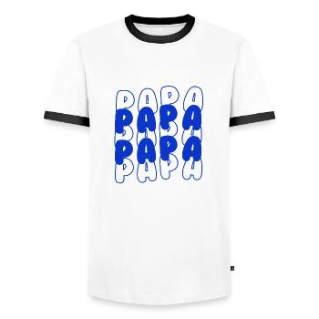 Papa Blau - Männer Kontrast-T-Shirt - Weiß/Schwarz - Vorne - AI Model Female 172 light (172cm) & AI Model Male 178 dark (178cm)