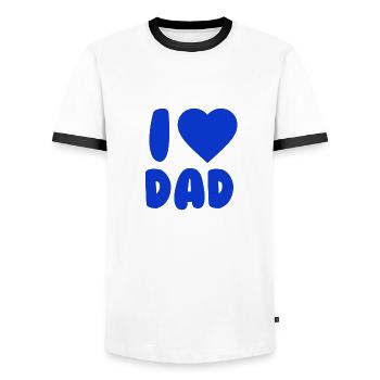 I LOVE DAD Blue - Männer Kontrast-T-Shirt - Weiß/Schwarz - Vorne - AI Model Female 172 light (172cm) & AI Model Male 178 dark (178cm)