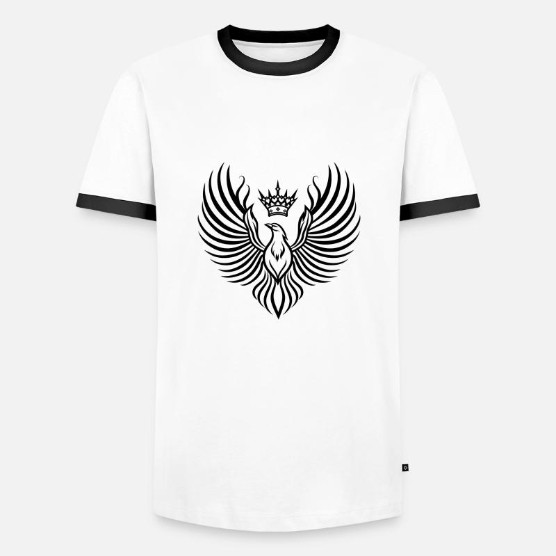 Phoenix with Floating Crown - Men's Ringer Shirt - white/black