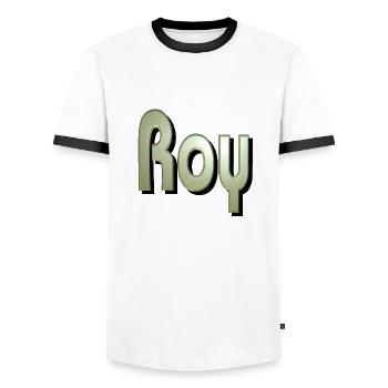 roy2 - Men's Ringer Shirt - white/black - Front - AI Model Female 172 light (172cm) & AI Model Male 178 dark (178cm)