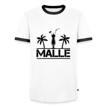 malle - Men's Ringer Shirt - white/black - Front - AI Model Female 172 light (172cm) & AI Model Male 178 dark (178cm)