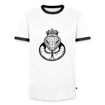 Enrouleur d’ombres royal - T-shirt contrasté Homme - blanc/noir - Devant - AI Model Female 172 light (172cm) & AI Model Male 178 dark (178cm)