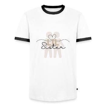 Little Sister - Sibling Design - Men's Ringer Shirt - white/black - Front - AI Model Female 172 light (172cm) & AI Model Male 178 dark (178cm)
