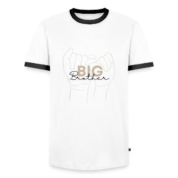 Big Brother - Sibling Design - Men's Ringer Shirt - white/black - Front - AI Model Female 172 light (172cm) & AI Model Male 178 dark (178cm)