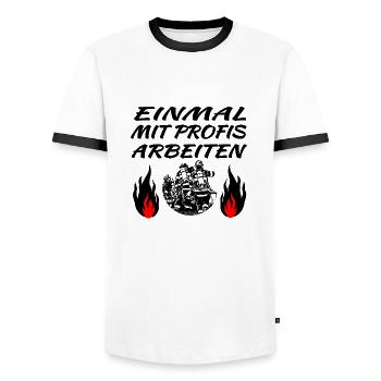 Feuerwehr - Männer Kontrast-T-Shirt - Weiß/Schwarz - Vorne - AI Model Female 172 light (172cm) & AI Model Male 178 dark (178cm)