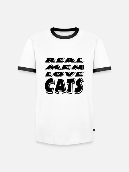Cat - Men's Ringer Shirt - white/black