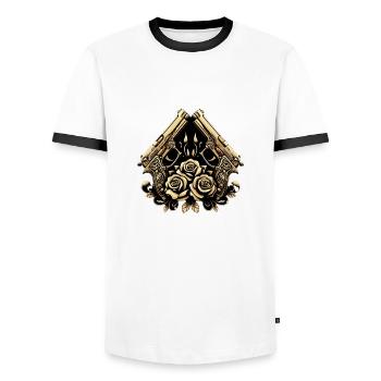 Goldpistolen - Männer Kontrast-T-Shirt - Weiß/Schwarz - Vorne - AI Model Female 172 light (172cm) & AI Model Male 178 dark (178cm)