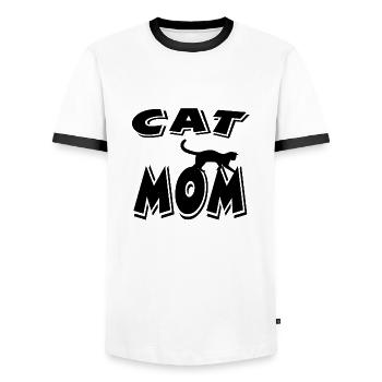 Chat - T-shirt contrasté Homme - blanc/noir - Devant - AI Model Female 172 light (172cm) & AI Model Male 178 dark (178cm)
