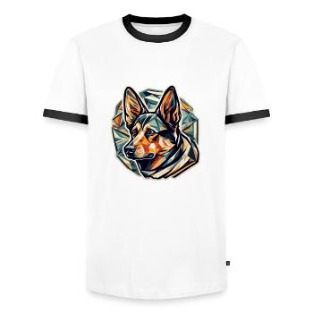 Hund / Tier / Haustier / Fellnase / Schäferhund - Männer Kontrast-T-Shirt - Weiß/Schwarz - Vorne - AI Model Female 172 light (172cm) & AI Model Male 178 dark (178cm)