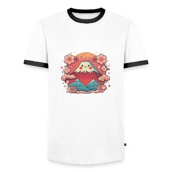 Œuvres d’art japonaises - T-shirt contrasté Homme - blanc/noir - Devant - AI Model Female 172 light (172cm) & AI Model Male 178 dark (178cm)