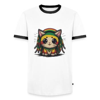 Lion Reggaeton - Men's Ringer Shirt - white/black - Front - AI Model Female 172 light (172cm) & AI Model Male 178 dark (178cm)