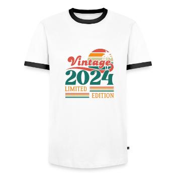 Jahrgang 2024 Limitierte Auflage - Männer Kontrast-T-Shirt - Weiß/Schwarz - Vorne - AI Model Female 172 light (172cm) & AI Model Male 178 dark (178cm)