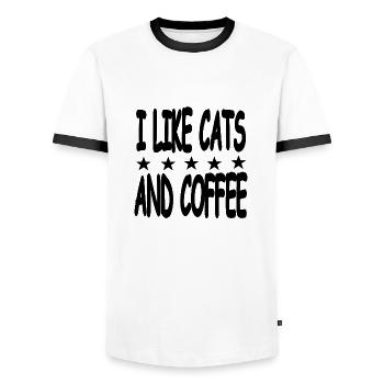 Félin - T-shirt contrasté Homme - blanc/noir - Devant - AI Model Female 172 light (172cm) & AI Model Male 178 dark (178cm)