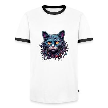 Cool Cat / Funny / Animal / Pet / Crazy - Men's Ringer Shirt - white/black - Front - AI Model Female 172 light (172cm) & AI Model Male 178 dark (178cm)