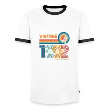 Jahrgang 1992 limitierte Auflage - Männer Kontrast-T-Shirt - Weiß/Schwarz - Vorne - AI Model Female 172 light (172cm) & AI Model Male 178 dark (178cm)