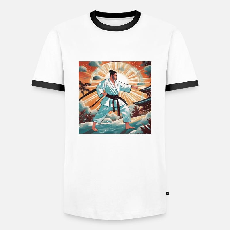 Oi Tsuki. Karate. - Männer Kontrast-T-Shirt - Weiß/Schwarz