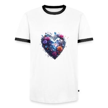 Heart / Mother's Day / Love / Holidays / Love - Men's Ringer Shirt - white/black - Front - AI Model Female 172 light (172cm) & AI Model Male 178 dark (178cm)