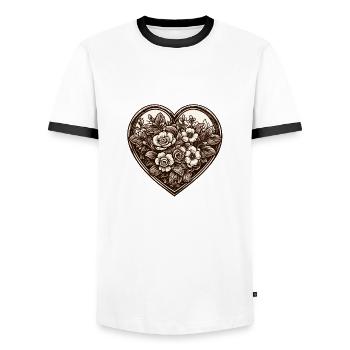 Heart / Mother's Day / Love / Holidays / Love - Men's Ringer Shirt - white/black - Front - AI Model Female 172 light (172cm) & AI Model Male 178 dark (178cm)