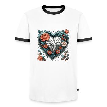 Heart / Mother's Day / Love / Holidays / Love - Men's Ringer Shirt - white/black - Front - AI Model Female 172 light (172cm) & AI Model Male 178 dark (178cm)