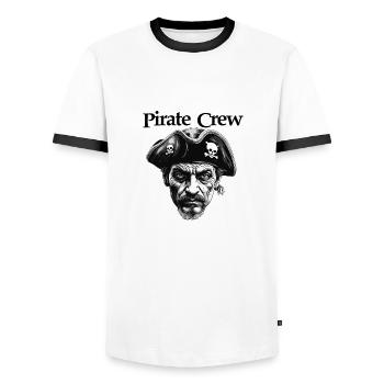 Pirat / Ahoi / Anker / Kapitän / Totenkopf / Rum - Männer Kontrast-T-Shirt - Weiß/Schwarz - Vorne - AI Model Female 172 light (172cm) & AI Model Male 178 dark (178cm)
