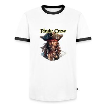 Pirat / Ahoi / Anker / Kapitän / Totenkopf / Rum - Männer Kontrast-T-Shirt - Weiß/Schwarz - Vorne - AI Model Female 172 light (172cm) & AI Model Male 178 dark (178cm)