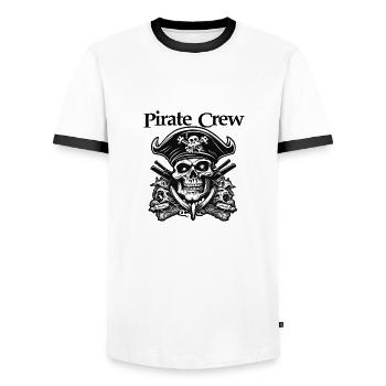 Pirat / Ahoi / Anker / Kapitän / Totenkopf / Rum - Männer Kontrast-T-Shirt - Weiß/Schwarz - Vorne - AI Model Female 172 light (172cm) & AI Model Male 178 dark (178cm)
