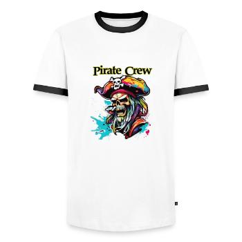 Pirat / Ahoi / Anker / Kapitän / Totenkopf / Rum - Männer Kontrast-T-Shirt - Weiß/Schwarz - Vorne - AI Model Female 172 light (172cm) & AI Model Male 178 dark (178cm)