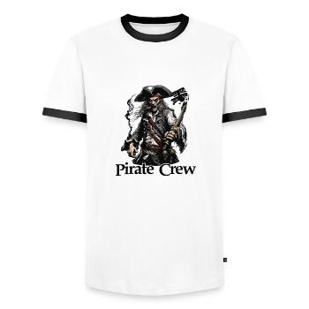 Pirat / Ahoi / Anker / Kapitän / Totenkopf / Rum - Männer Kontrast-T-Shirt - Weiß/Schwarz - Vorne - AI Model Female 172 light (172cm) & AI Model Male 178 dark (178cm)
