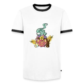 Ostara Cauldron - Men's Ringer Shirt - white/black - Front - AI Model Female 172 light (172cm) & AI Model Male 178 dark (178cm)