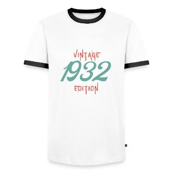 Jahrgang 1932 - Männer Kontrast-T-Shirt - Weiß/Schwarz - Vorne - AI Model Female 172 light (172cm) & AI Model Male 178 dark (178cm)