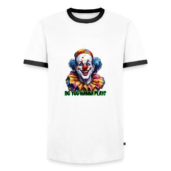 Clown / Circus / Carnival / Carnival / Playful - Men's Ringer Shirt - white/black - Front - AI Model Female 172 light (172cm) & AI Model Male 178 dark (178cm)