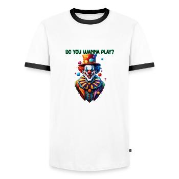 Clown / Circus / Carnival / Carnival / Playful - Men's Ringer Shirt - white/black - Front - AI Model Female 172 light (172cm) & AI Model Male 178 dark (178cm)