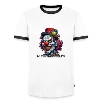 Clown / Circus / Carnival / Carnival / Playful - Men's Ringer Shirt - white/black - Front - AI Model Female 172 light (172cm) & AI Model Male 178 dark (178cm)
