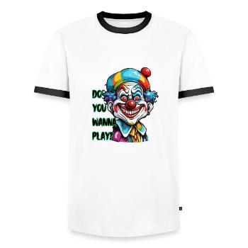 Clown / Circus / Carnival / Carnival / Playful - Men's Ringer Shirt - white/black - Front - AI Model Female 172 light (172cm) & AI Model Male 178 dark (178cm)