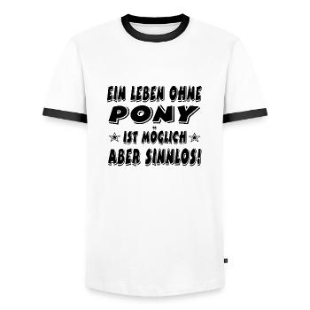 Pony - Männer Kontrast-T-Shirt - Weiß/Schwarz - Vorne - AI Model Female 172 light (172cm) & AI Model Male 178 dark (178cm)