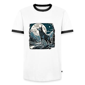 Wolf / Rudel / Wald / Wild / Tierwelt / heulen - Männer Kontrast-T-Shirt - Weiß/Schwarz - Vorne - AI Model Female 172 light (172cm) & AI Model Male 178 dark (178cm)