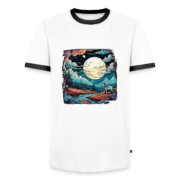 Wolf / Rudel / Wald / Wild / Tierwelt / heulen - Männer Kontrast-T-Shirt - Weiß/Schwarz - Vorne - AI Model Female 172 light (172cm) & AI Model Male 178 dark (178cm)