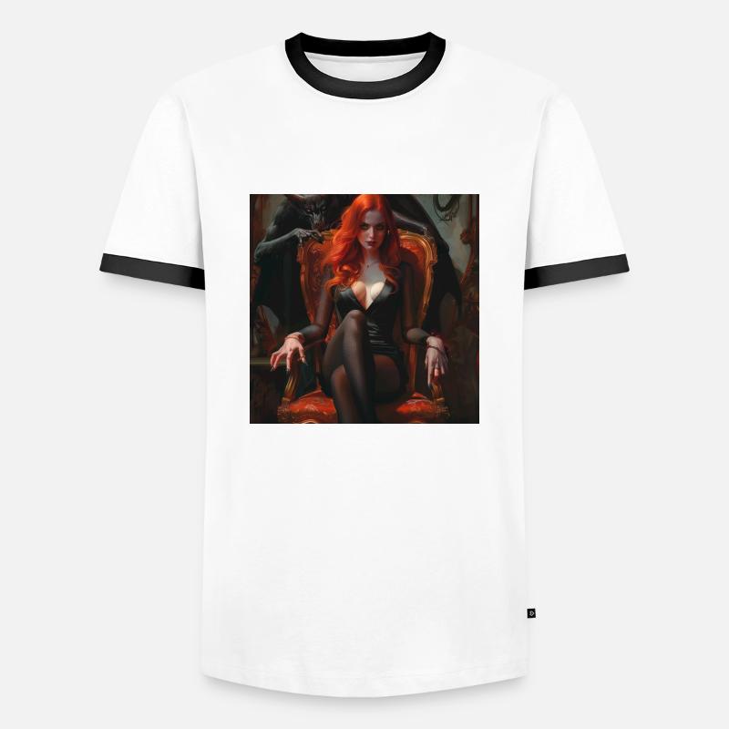 Devil - Men's Ringer Shirt - white/black