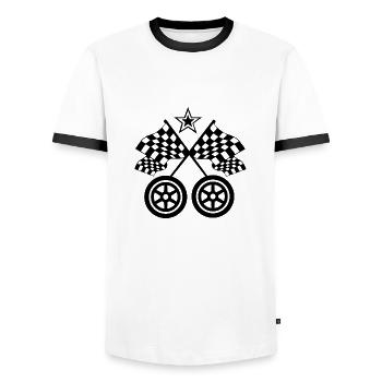 Voiture - T-shirt contrasté Homme - blanc/noir - Devant - AI Model Female 172 light (172cm) & AI Model Male 178 dark (178cm)