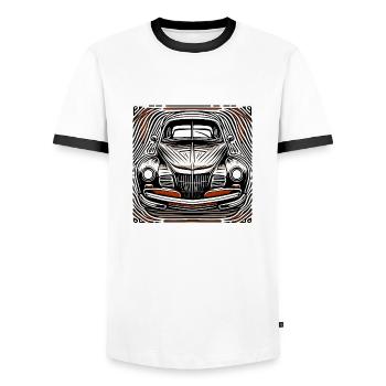 Car / Vehicle / Passenger Car / Mobile / Old Timer / Driving - Men's Ringer Shirt - white/black - Front - AI Model Female 172 light (172cm) & AI Model Male 178 dark (178cm)