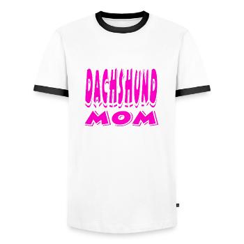 Dackel - Männer Kontrast-T-Shirt - Weiß/Schwarz - Vorne - AI Model Female 172 light (172cm) & AI Model Male 178 dark (178cm)