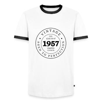The legend of 1957 limited edition - T-shirt contrasté Homme - blanc/noir - Devant - AI Model Female 172 light (172cm) & AI Model Male 178 dark (178cm)
