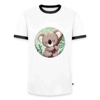 Koala heureux Koala Ours Koala - T-shirt contrasté Homme - blanc/noir - Devant - AI Model Female 172 light (172cm) & AI Model Male 178 dark (178cm)