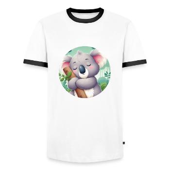 Koala heureux Koala Ours Koala - T-shirt contrasté Homme - blanc/noir - Devant - AI Model Female 172 light (172cm) & AI Model Male 178 dark (178cm)