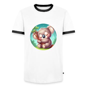 Koala heureux Koala Ours Koala - T-shirt contrasté Homme - blanc/noir - Devant - AI Model Female 172 light (172cm) & AI Model Male 178 dark (178cm)