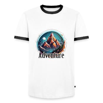 Aventure / Montagne / Pics / Randonnée / Tyrol - T-shirt contrasté Homme - blanc/noir - Devant - AI Model Female 172 light (172cm) & AI Model Male 178 dark (178cm)