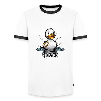 Gummiente / Badeente / Wasser / Badewanne - Männer Kontrast-T-Shirt - Weiß/Schwarz - Vorne - AI Model Female 172 light (172cm) & AI Model Male 178 dark (178cm)